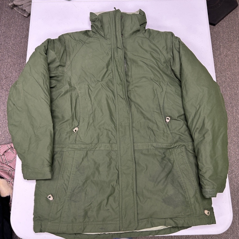 L.L.Bean Gore-Tex Down Parka Womens M Green Waterproof Insulated Winter Coat